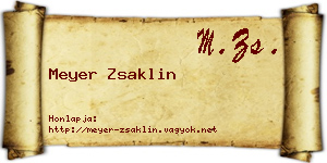 Meyer Zsaklin névjegykártya